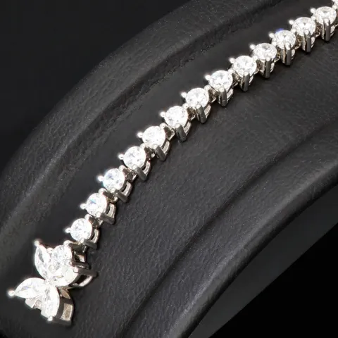 Schmetterling-Armband aus rhodiniertem 925er Sterling Silber mit 61 funkelnden Zirkoniasteinen im Brillantschliff (Diamantimitationen ca. 3,25 Karat gesamt) ca: 19cm
