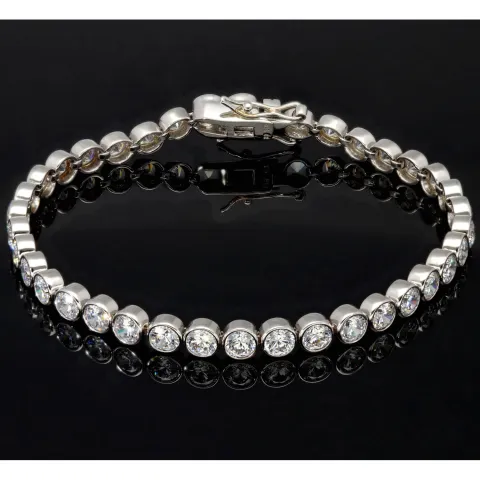 Qualitätsvolles Silberarmband (925 sterling, rhodiniert) mit zahlreichen brillantgeschliffenen Zirkoniasteinen (Diamantimitationen) ca. 20 cm
