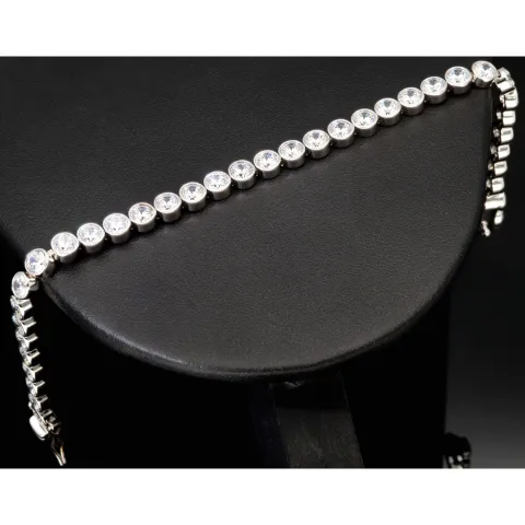 Qualitätsvolles Silberarmband (925 sterling, rhodiniert) mit zahlreichen brillantgeschliffenen Zirkoniasteinen (Diamantimitationen) ca. 20 cm