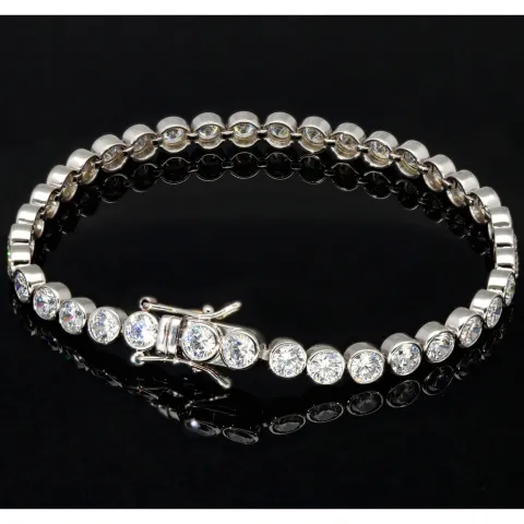 Qualitätsvolles Silberarmband (925 sterling, rhodiniert) mit zahlreichen brillantgeschliffenen Zirkoniasteinen (Diamantimitationen) ca. 20 cm