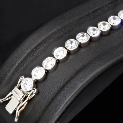 Qualitätsvolles Silberarmband (925 sterling, rhodiniert) mit zahlreichen brillantgeschliffenen Zirkoniasteinen (Diamantimitationen) ca. 20 cm