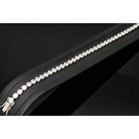 Qualitätsvolles Silberarmband (925 sterling, rhodiniert) mit zahlreichen brillantgeschliffenen Zirkoniasteinen (Diamantimitationen) ca. 20 cm