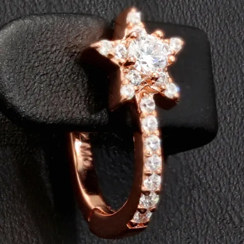Magischer Sternenglanz – Ohrringe mit funkelnden Zirkonia (Diamant-Imitation-Steine, Brillantschliff) aus edlem 925er Silber in Rosévergoldung
