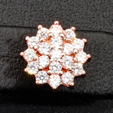 Rose vergoldete Ohrstecker mit leuchtenden Zirkonia (Diamant-Imitation-Steine, Brillantschliff) aus edlem 925er Silber