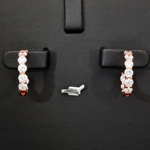 Edle Creolen / Ohrringe besetzt mit Zirkonia im Brillantschliff – 925er Silber, rosévergoldet
