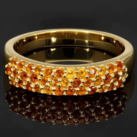 Funkelnder Ring aus Sterling Silber 925, vergoldet mit Zirkoniabesatz im Brillantschliff in orange gellblichen Farbtönen - Ringgröße ca. 56