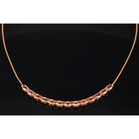 Rosévergoldetes Collier aus Sterling 925 Silber mit prunkvollem Zierelement mit Zirkoniabesatz (Diamantimitat, Brillantschliff) - ca. 45-50 cm - längenverstellbar