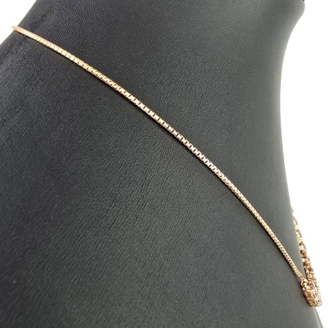 Rosévergoldetes Collier aus Sterling 925 Silber mit prunkvollem Zierelement mit Zirkoniabesatz (Diamantimitat, Brillantschliff) - ca. 45-50 cm - längenverstellbar
