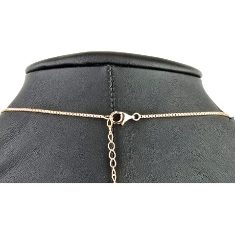 Rosévergoldetes Collier aus Sterling 925 Silber mit prunkvollem Zierelement mit Zirkoniabesatz (Diamantimitat, Brillantschliff) - ca. 45-50 cm - längenverstellbar