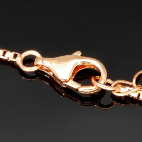 Rosévergoldetes Collier aus Sterling 925 Silber mit prunkvollem Zierelement mit Zirkoniabesatz (Diamantimitat, Brillantschliff) - ca. 45-50 cm - längenverstellbar