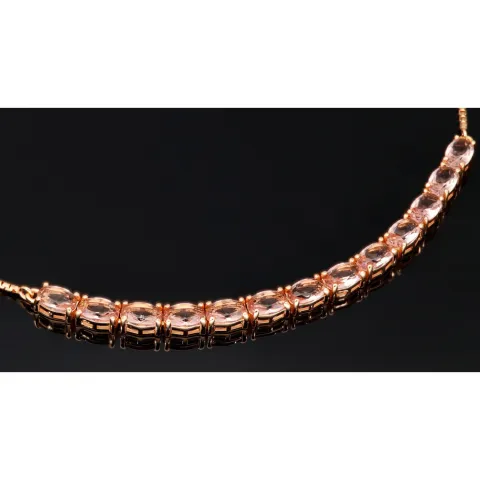 Rosévergoldetes Collier aus Sterling 925 Silber mit prunkvollem Zierelement mit Zirkoniabesatz (Diamantimitat, Brillantschliff) - ca. 45-50 cm - längenverstellbar
