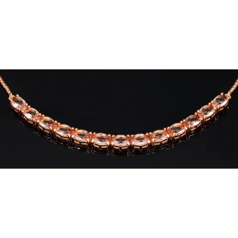 Rosévergoldetes Collier aus Sterling 925 Silber mit prunkvollem Zierelement mit Zirkoniabesatz (Diamantimitat, Brillantschliff) - ca. 45-50 cm - längenverstellbar