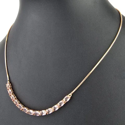 Rosévergoldetes Collier aus Sterling 925 Silber mit prunkvollem Zierelement mit Zirkoniabesatz (Diamantimitat, Brillantschliff) - ca. 45-50 cm - längenverstellbar