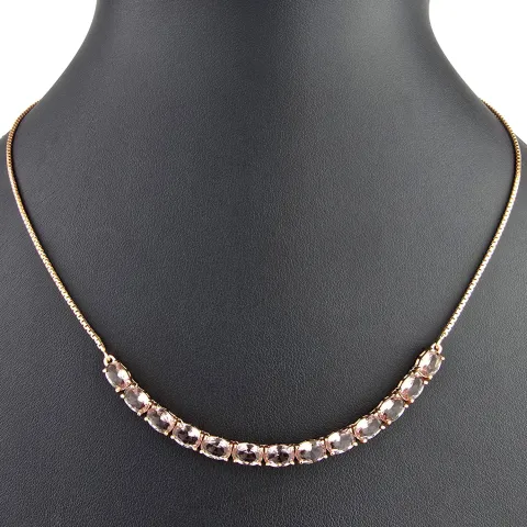 Rosévergoldetes Collier aus Sterling 925 Silber mit prunkvollem Zierelement mit Zirkoniabesatz (Diamantimitat, Brillantschliff) - ca. 45-50 cm - längenverstellbar