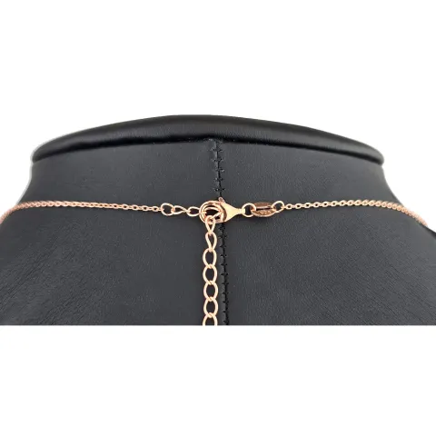 Rosévergoldete Kette mit funkelndem Anhänger aus Sterling Silber 925 mit Zirkoniabesatz (Diamantimitation - ca. 1,00 ct Brillantschliff in Champagner-Ton) Länge verstellbar ca. 45-50 cm