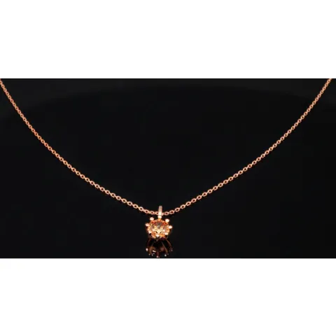 Rosévergoldete Kette mit funkelndem Anhänger aus Sterling Silber 925 mit Zirkoniabesatz (Diamantimitation - ca. 1,00 ct Brillantschliff in Champagner-Ton) Länge verstellbar ca. 45-50 cm