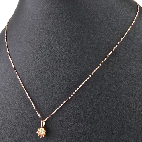 Rosévergoldete Kette mit funkelndem Anhänger aus Sterling Silber 925 mit Zirkoniabesatz (Diamantimitation - ca. 1,00 ct Brillantschliff in Champagner-Ton) Länge verstellbar ca. 45-50 cm