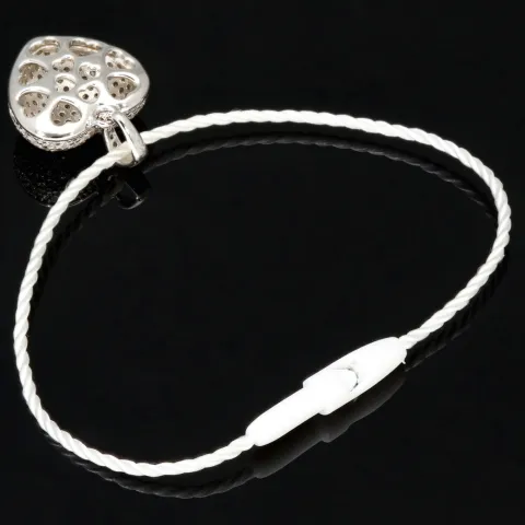 Baby-Armband mit funkelndem Herz-Anhänger aus 925er Silber, rhodiniert und poliert, besetzt mit brillantgeschliffenen Zirkonia (Diamantimitaten) in edlen Krappenfassungen - ca. 14cm