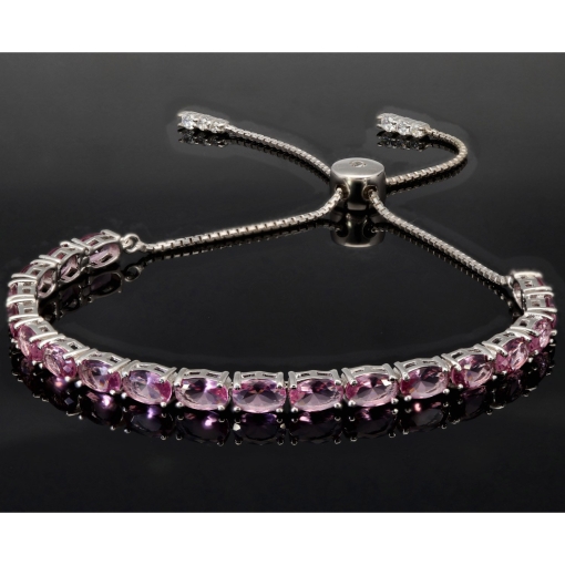Farbenfrohes, sommerliches Armband mit Zugverschluss aus 925er Sterling Silber mit ca.  9,79 ct funkelnden Zirkonia-Steinen (Diamantimitationen) – längenverstellbar 14-23 cm