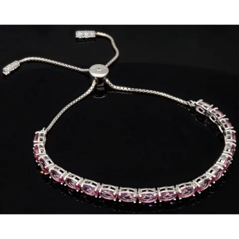 Farbenfrohes, sommerliches Armband mit Zugverschluss aus 925er Sterling Silber mit ca. 9,79 ct funkelnden Zirkonia-Steinen (Diamantimitationen) – längenverstellbar 14-23 cm