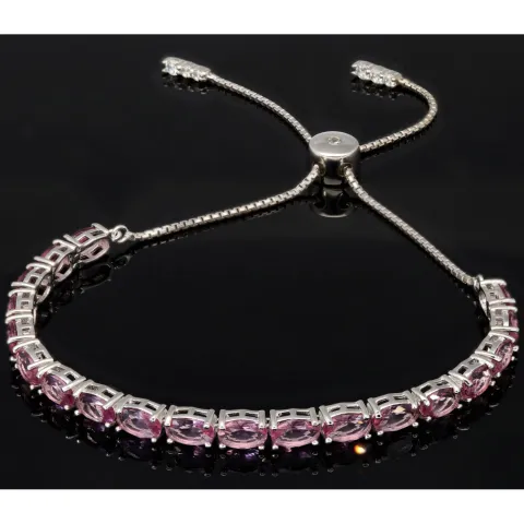 Farbenfrohes, sommerliches Armband mit Zugverschluss aus 925er Sterling Silber mit ca. 9,79 ct funkelnden Zirkonia-Steinen (Diamantimitationen) – längenverstellbar 14-23 cm