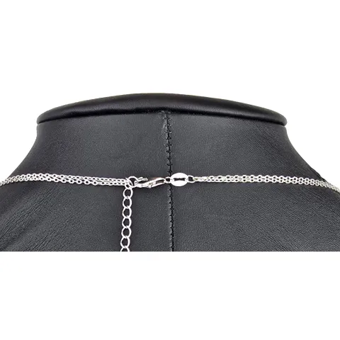 Zweireihige Layer-Kette mit außergewöhnlichem Design aus 925er Sterling Silber rhodiniert, besetzt mit funkelnden Zirkoniasteinen in Pave- und Zargenfassungen (Diamantimitationen) - Länge verstellbar ca- 45- 50cm