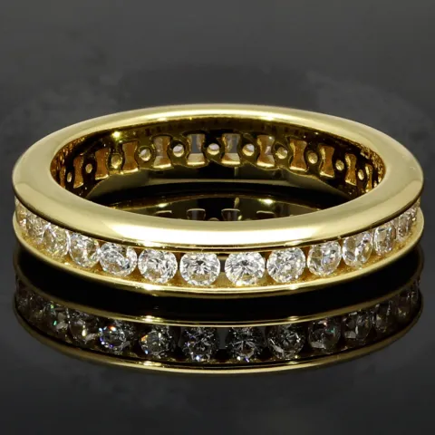 Eleganter Memory-Ring mit 28 leuchtenden Zirkoniasteinen (Diamant-Imitation ca. 0,84ct) – 925er Silber vergoldet - RG 53-54