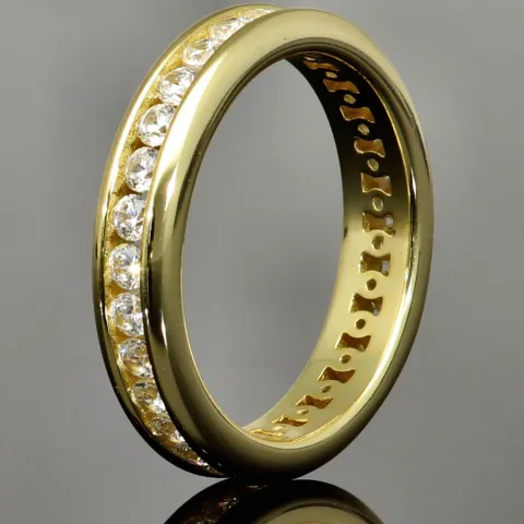Eleganter Memory-Ring mit 28 leuchtenden Zirkoniasteinen (Diamant-Imitation ca. 0,84ct) – 925er Silber vergoldet - RG 53-54