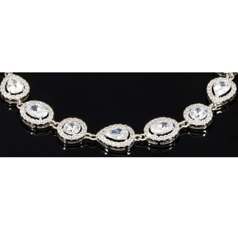 Hochwertige, verarbeitetes Zirkonia Armband – 11,35 ct | Schliffmix | 925 Silber rhodiniert und poliert - Länge anpassbar: ca. 19,5 - 22,5 cm