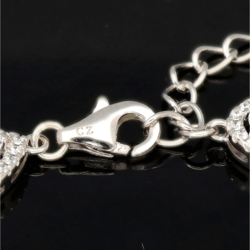 Hochwertige, verarbeitetes Zirkonia Armband – 11,35 ct | Schliffmix | 925 Silber rhodiniert und poliert - Länge anpassbar: ca. 19,5 - 22,5 cm