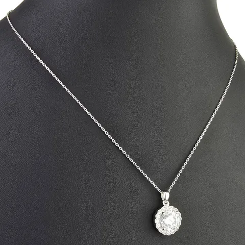 Feines Schmuckset aus 925er Sterlingsilber mit funkelndem Zirkonia im Brillantschliff (Diamantimitat) in Krappen gefasst
