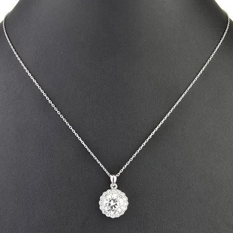 Feines Schmuckset aus 925er Sterlingsilber mit funkelndem Zirkonia im Brillantschliff (Diamantimitat) in Krappen gefasst