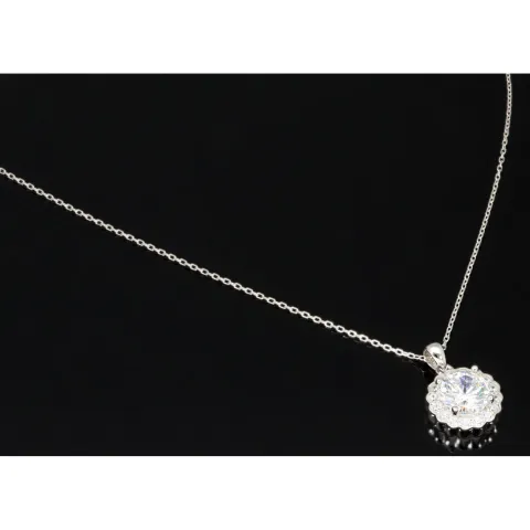 Feines Schmuckset aus 925er Sterlingsilber mit funkelndem Zirkonia im Brillantschliff (Diamantimitat) in Krappen gefasst