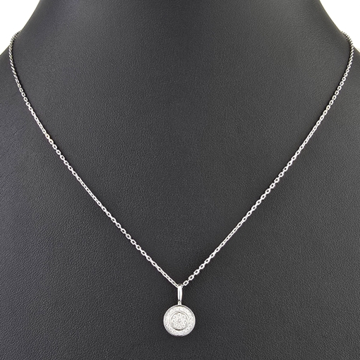Edles Schmuckset aus glänzendem 925 Sterling Silber, bestehend aus einer feinen Ankerkette und einem Anhänger, bestückt mit vielen kleinen und einem hochkarätigen Zirkonia (Diamantimitat)