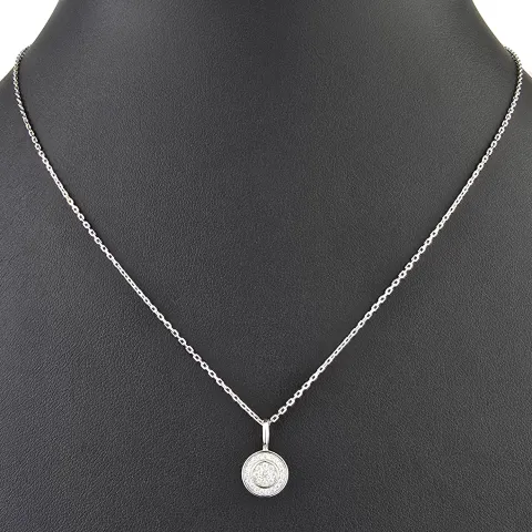 Edles Schmuckset aus glänzendem 925 Sterling Silber, bestehend aus einer feinen Ankerkette und einem Anhänger, bestückt mit vielen kleinen und einem hochkarätigen Zirkonia (Diamantimitat)