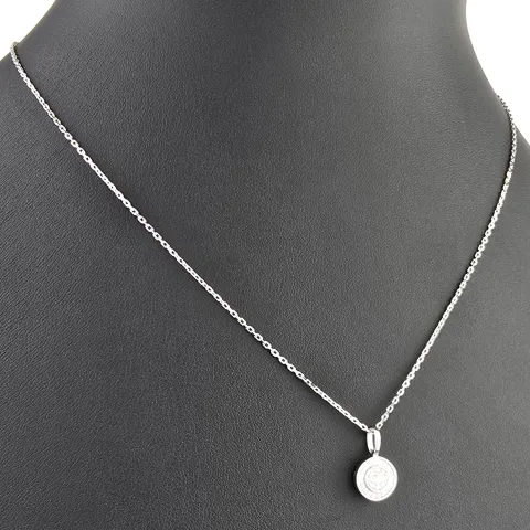 Edles Schmuckset aus glänzendem 925 Sterling Silber, bestehend aus einer feinen Ankerkette und einem Anhänger, bestückt mit vielen kleinen und einem hochkarätigen Zirkonia (Diamantimitat)