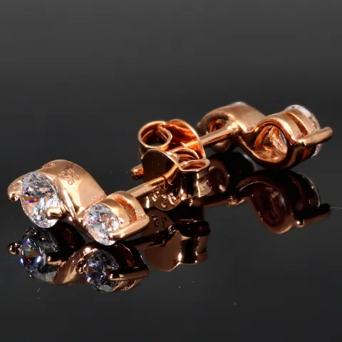 Ohrstecker mit stylischem Design aus rosévergoldetem 925er Sterlingsilber mit strahlendem Zirkonia (Diamantimitat, Brillantschliff)