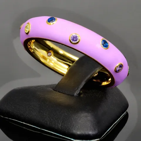 Zirkonia-Ring – 0,24 ct Brillantschliff, Silber vergoldet, Silberring in Multicolor (Diamant-Imitation) ca. RG 57