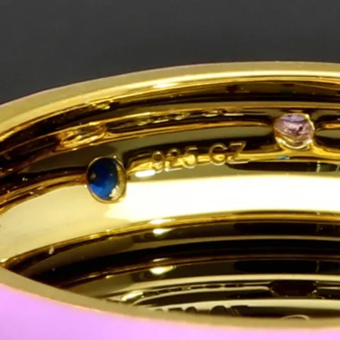 Zirkonia-Ring – 0,24 ct Brillantschliff, Silber vergoldet, Silberring in Multicolor (Diamant-Imitation) ca. RG 57