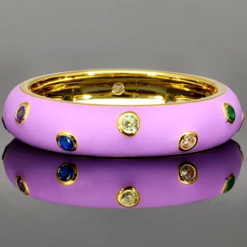 Zirkonia-Ring – 0,24 ct Brillantschliff, Silber vergoldet, Silberring in Multicolor (Diamant-Imitation) ca. RG 57