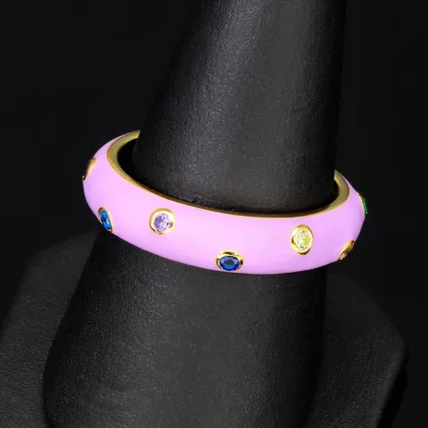 Zirkonia-Ring – 0,24 ct Brillantschliff, Silber vergoldet, Silberring in Multicolor (Diamant-Imitation) ca. RG 57