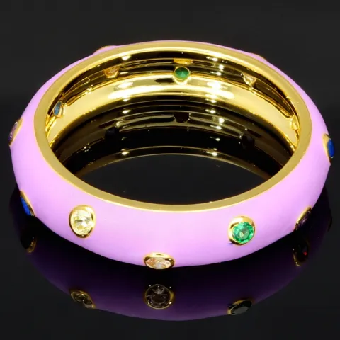 Zirkonia-Ring – 0,24 ct Brillantschliff, Silber vergoldet, Silberring in Multicolor (Diamant-Imitation) ca. RG 57