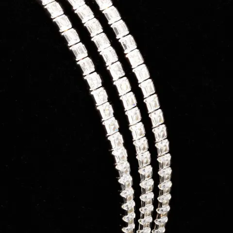 Dreireihiges Zirkonia-Armband / Zugarmband (Diamantimitationen, Brillantschliff) aus 925er Sterling Silber – filigran, funkelnd & längenverstellbar (ca. 16–21 cm) - mit ca. 140 fein eingearbeiteten Zirkoniasteinen (Diamantimitationen, Brillantschliff)