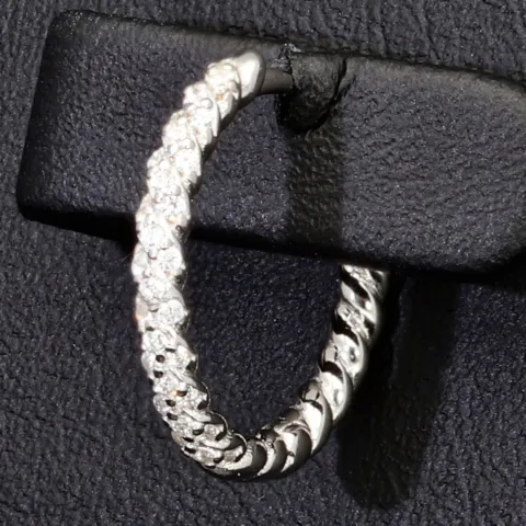 Mini Creolen / Ohrringe aus 925 Sterling Silber, rhodiniert und poliert veredelt mit leuchtenden Zirkonia-Steinen (Diamantimitationen) im Brillantschliff