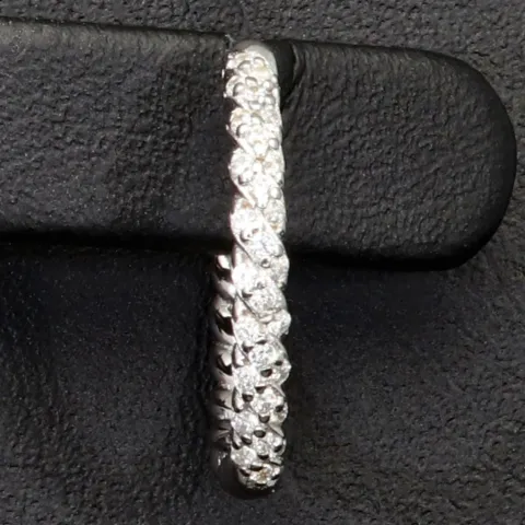 Mini Creolen / Ohrringe aus 925 Sterling Silber, rhodiniert und poliert veredelt mit leuchtenden Zirkonia-Steinen (Diamantimitationen) im Brillantschliff