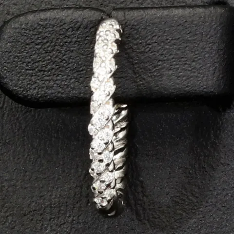 Mini Creolen / Ohrringe aus 925 Sterling Silber, rhodiniert und poliert veredelt mit leuchtenden Zirkonia-Steinen (Diamantimitationen) im Brillantschliff