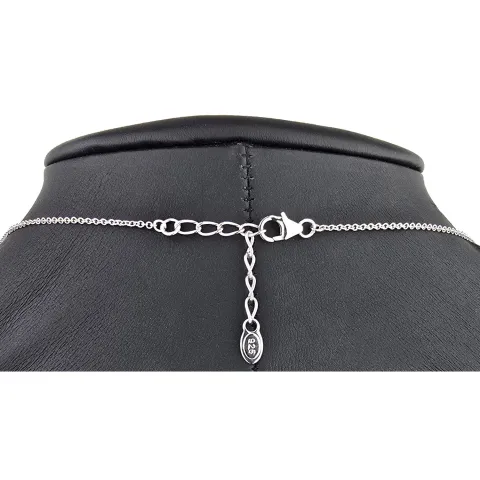 Stilvolle Halskette aus rhodiniertem 925er Silber mit eingearbeiteten Charms (Kreuz, Schleife und Anker) mit Zirkoniasteinen besetzt (Diamantimitationen), ca. 42-45 länge verstellbar
