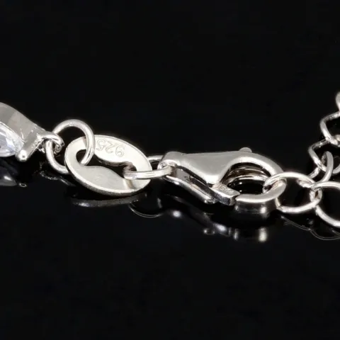 Funkelndes Armband aus 925 Sterling Silber, rhodiniert – mit leuchtenden Zirkonia im Marquiseschliff (Navette-Schliff) besetzt - Länge anpassbar ca: 16,5-19 cm