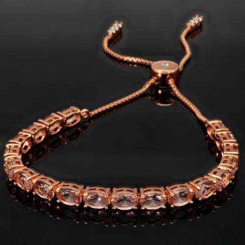 Rosévergoldetes Armband für Damen aus 925er Silber mit Zirkonia im Ovalschliff - Armband längenverstellbar in ca. 16-24 cm