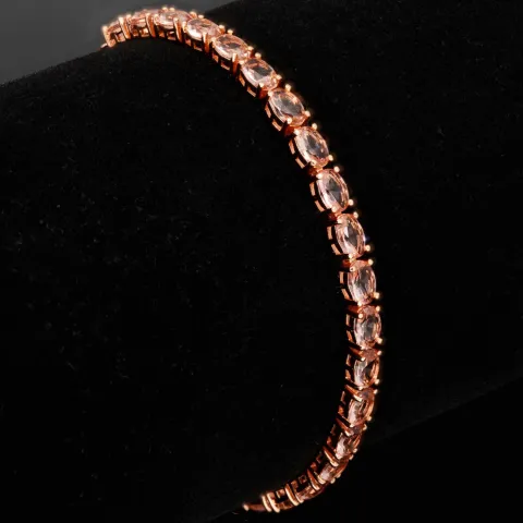 Rosévergoldetes Armband für Damen aus 925er Silber mit Zirkonia im Ovalschliff - Armband längenverstellbar in ca. 16-24 cm
